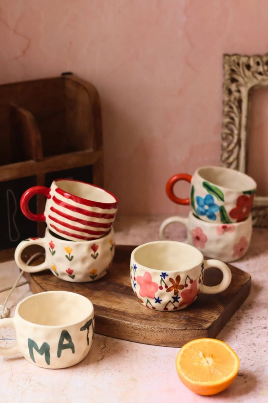 Set of 6 Blossom Glow mugs (for the price of 5) made by ceramic