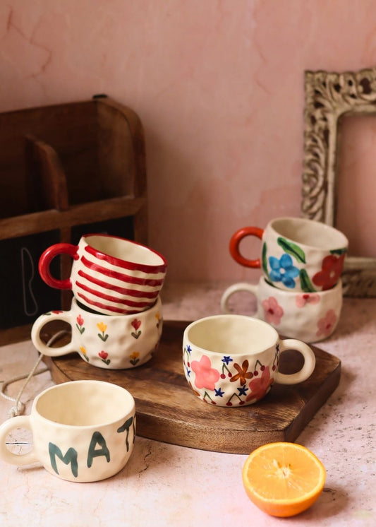 Set of 6 Blossom Glow mugs (for the price of 5) made by ceramic