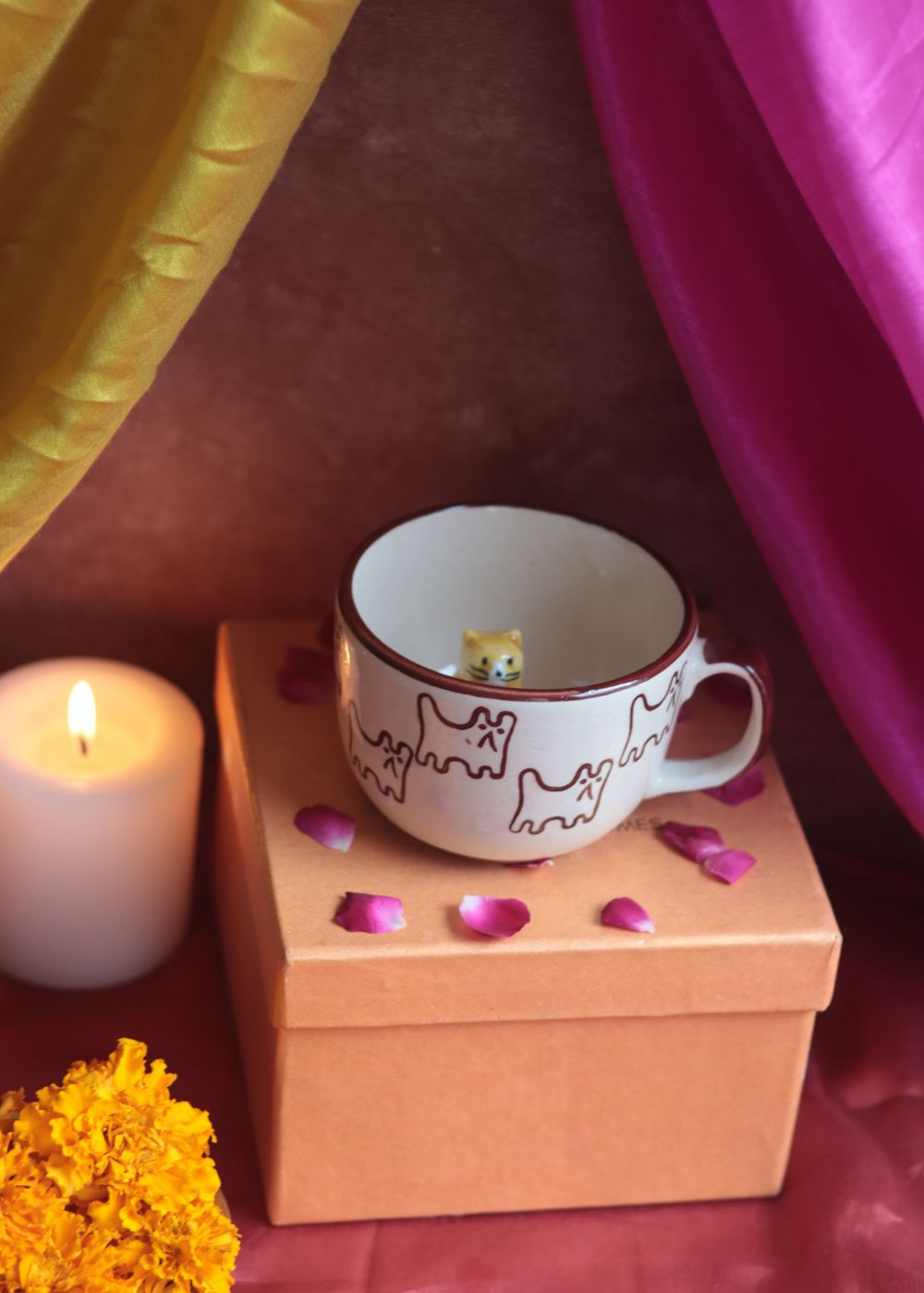 The OG Cat Mug Diwali Gift Box made by ceramic