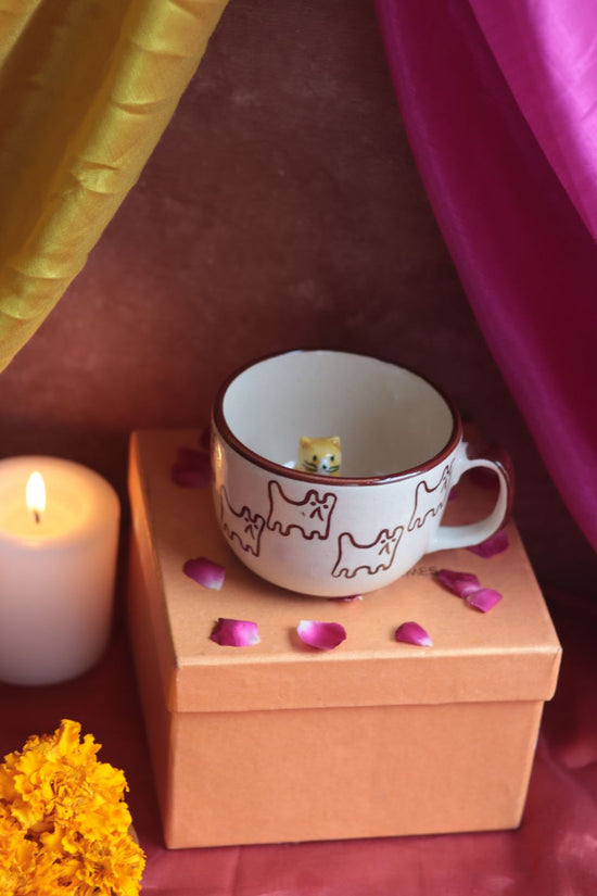 The OG Cat Mug Diwali Gift Box made by ceramic