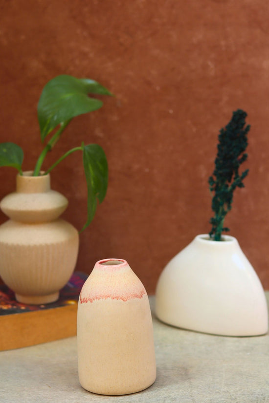 handmade Set of 3 - Ivory Pearl vases combo