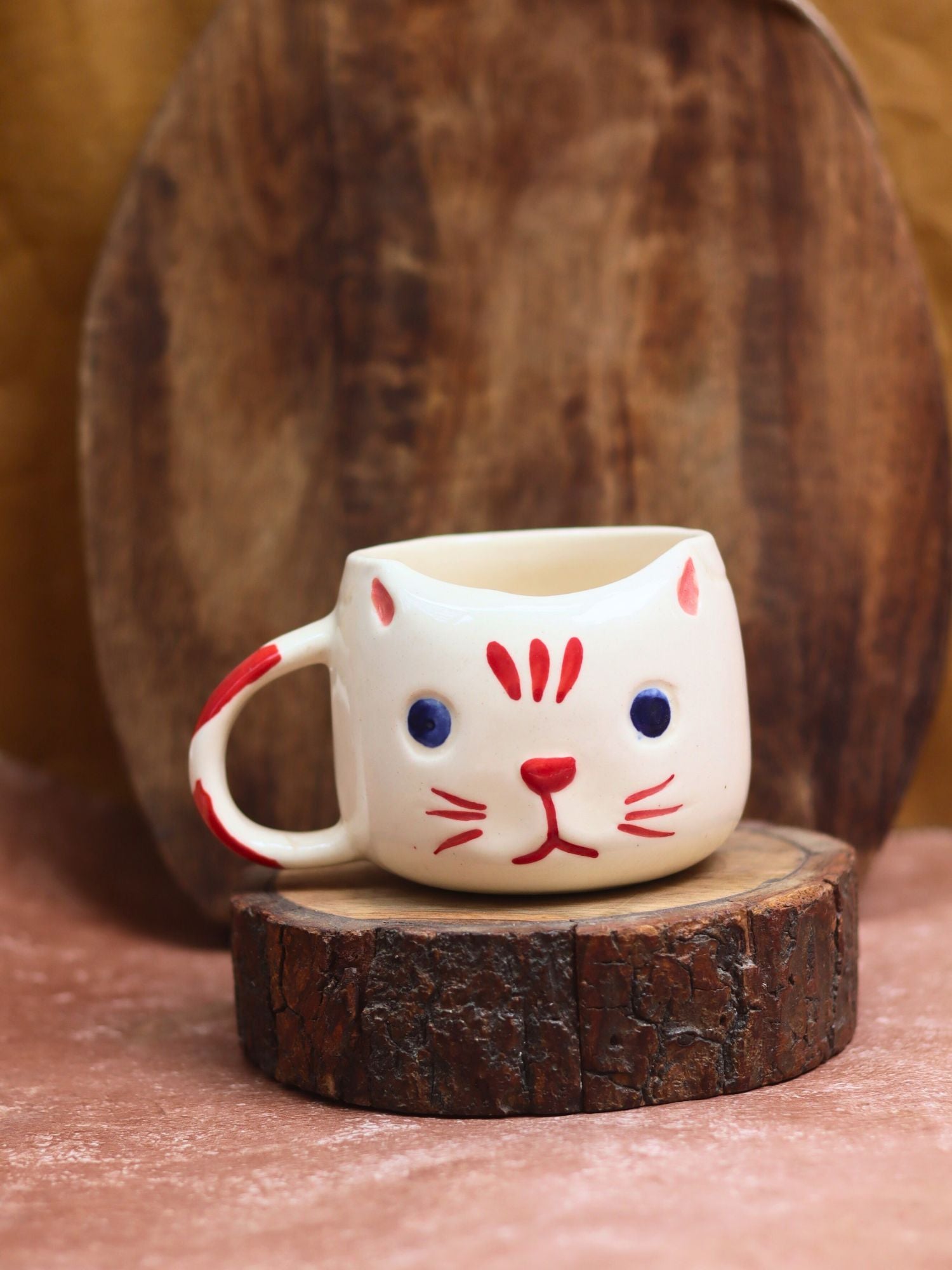 Witty Cat Mug - Red handmade in India