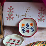 Floral Handmade Dessert Plate in a Gift Box handmade in india