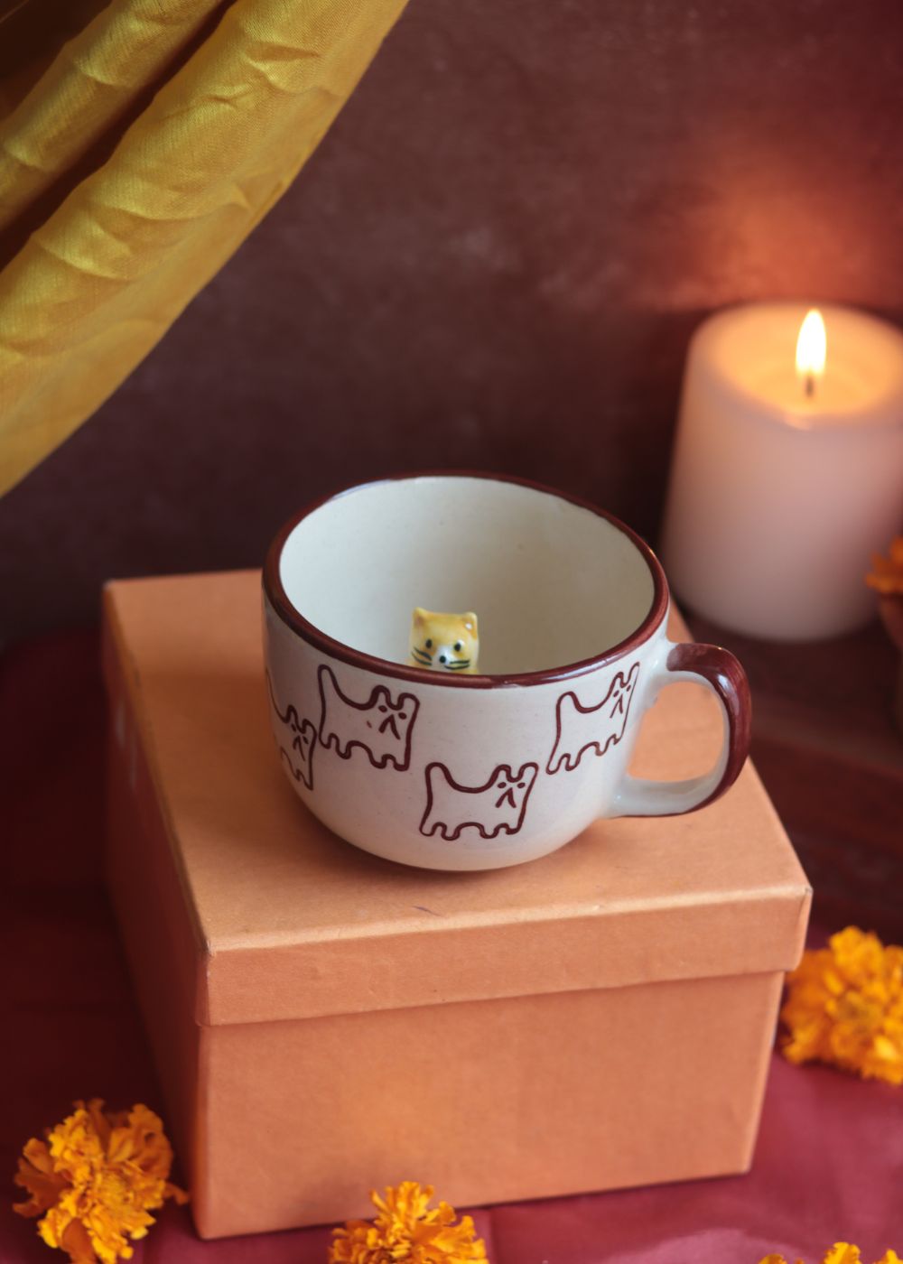 The OG Cat Mug Diwali Gift Box handmade in india