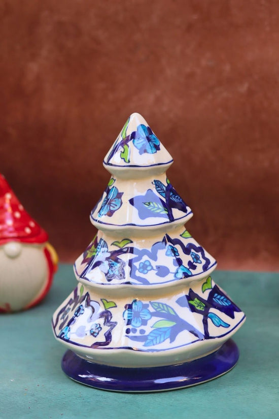 White & Blue Christmas Tree made by ceramic