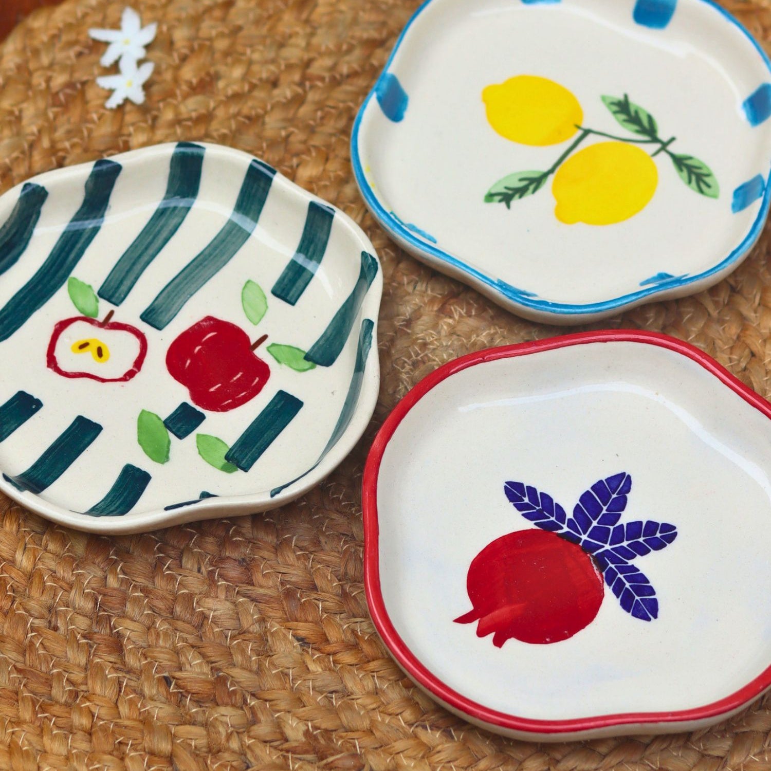 handmade lead free Set of 3 - Fruity Bites Dessert Plates combo