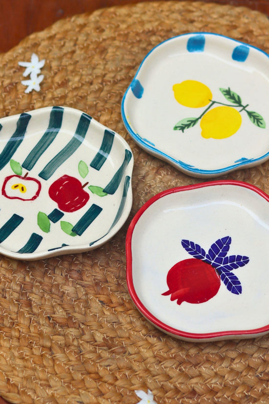 handmade lead free Set of 3 - Fruity Bites Dessert Plates combo