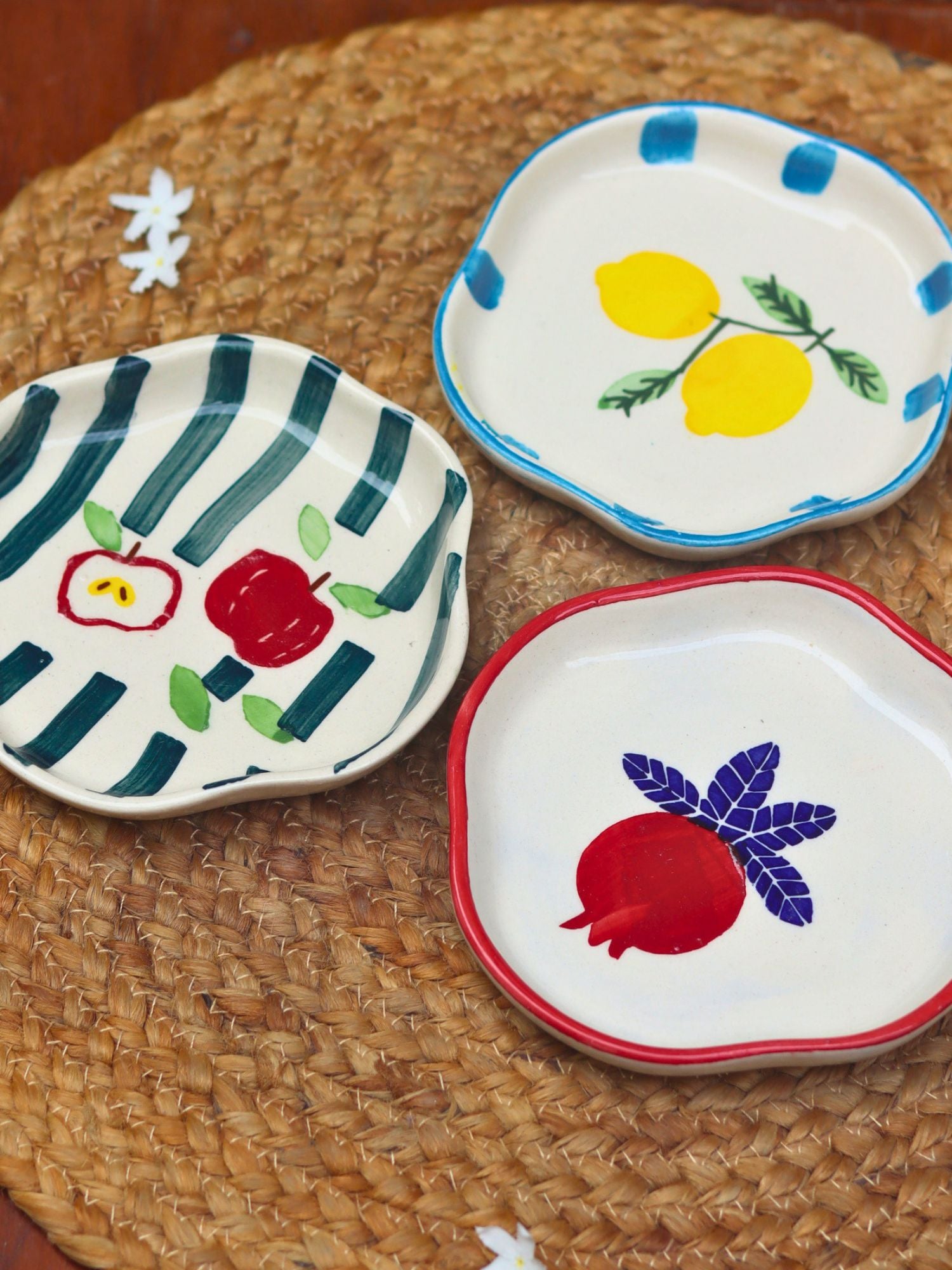 handmade lead free Set of 3 - Fruity Bites Dessert Plates combo