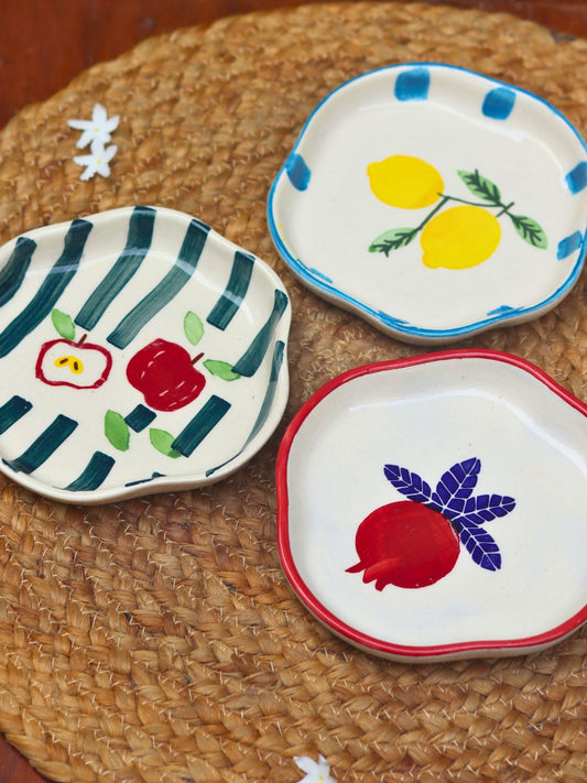 handmade lead free Set of 3 - Fruity Bites Dessert Plates combo
