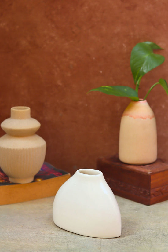 Set of 3 - Ivory Pearl vases combo handmade in India