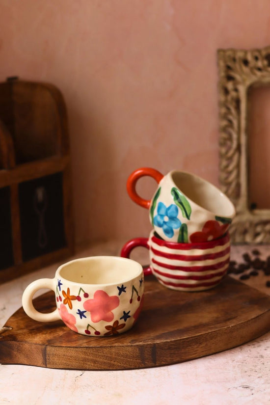 Set of 3 - Flora Fables Mugs handmade in India