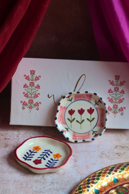 Handmade Tulip Floral Handmade Dessert Plate in a Gift Box