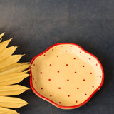 red polka handmade dessert plate with red & white color 