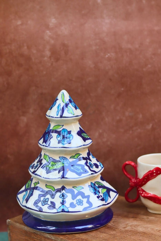 White & Blue Christmas Tree handmade in india