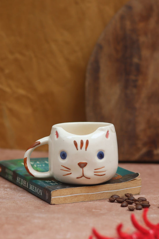 Witty Cat Mug - Brown handmade in India