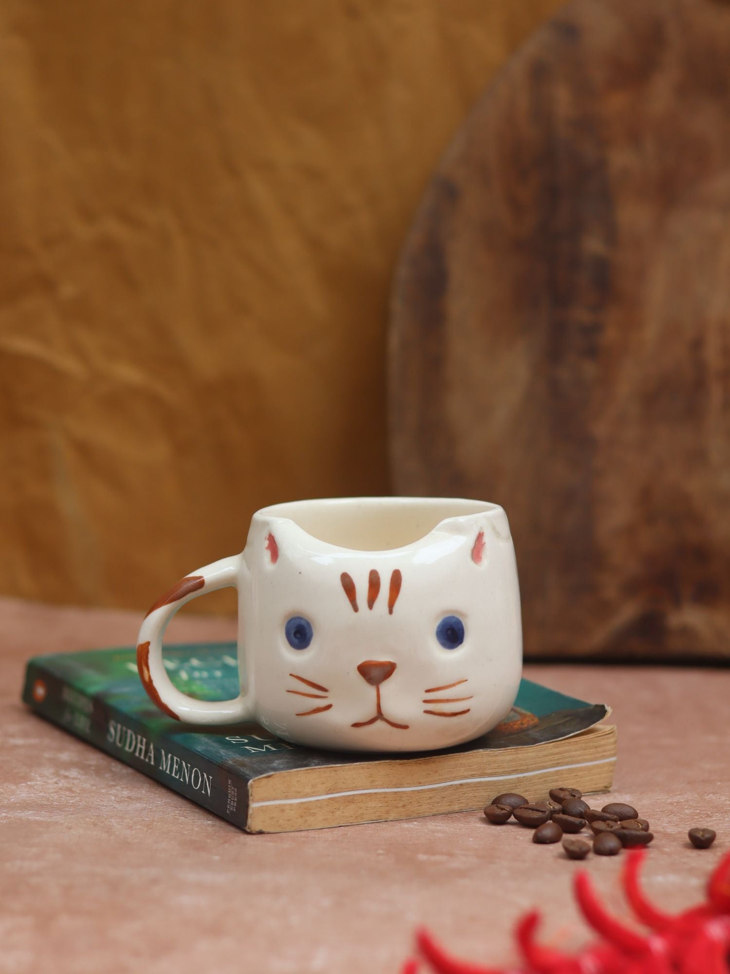 Witty Cat Mug - Brown handmade in India