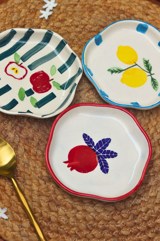 Set of 3 - Fruity Bites Dessert Plates combo made by ceramic