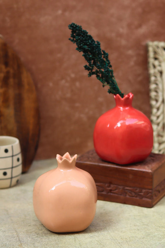 handmade Set of 2 - Anar Vases (Red & Peach)