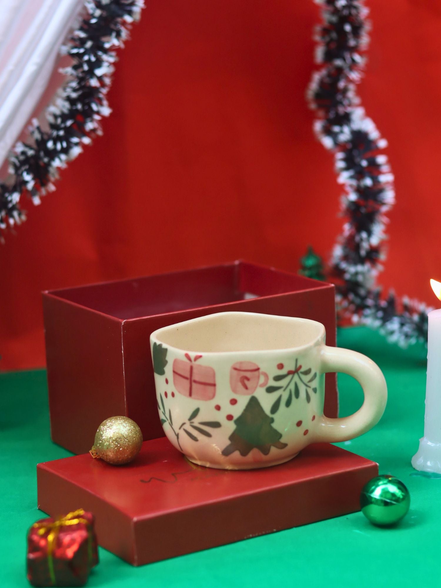 Cozy Christmas Mug in a Gift Box handmade in India