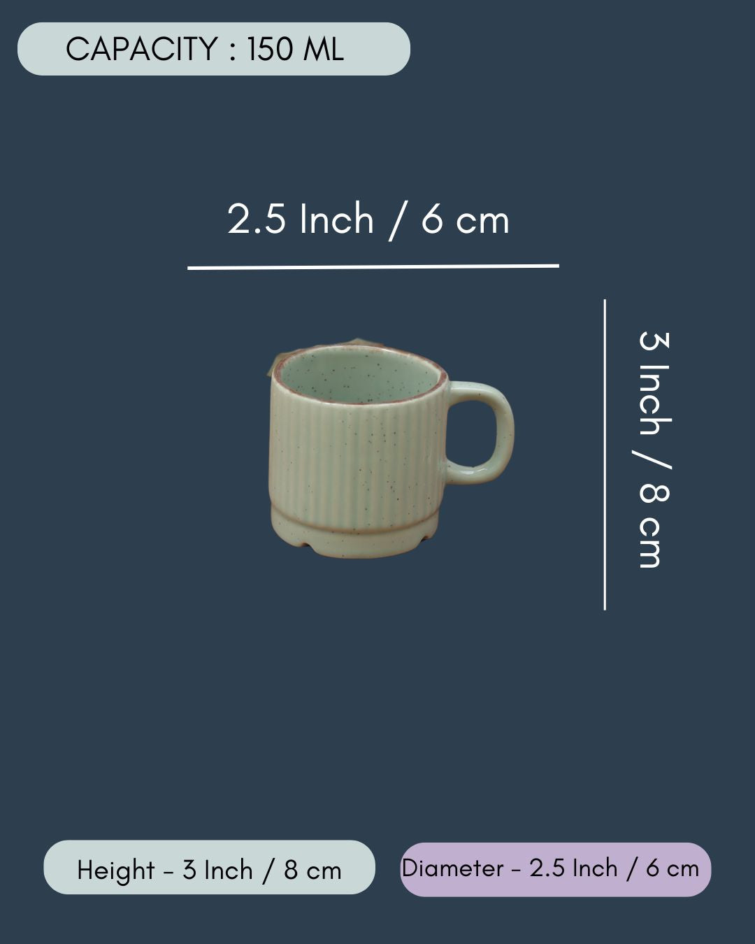 Set of 6 - Mint Bliss Tea Cups in a gift box