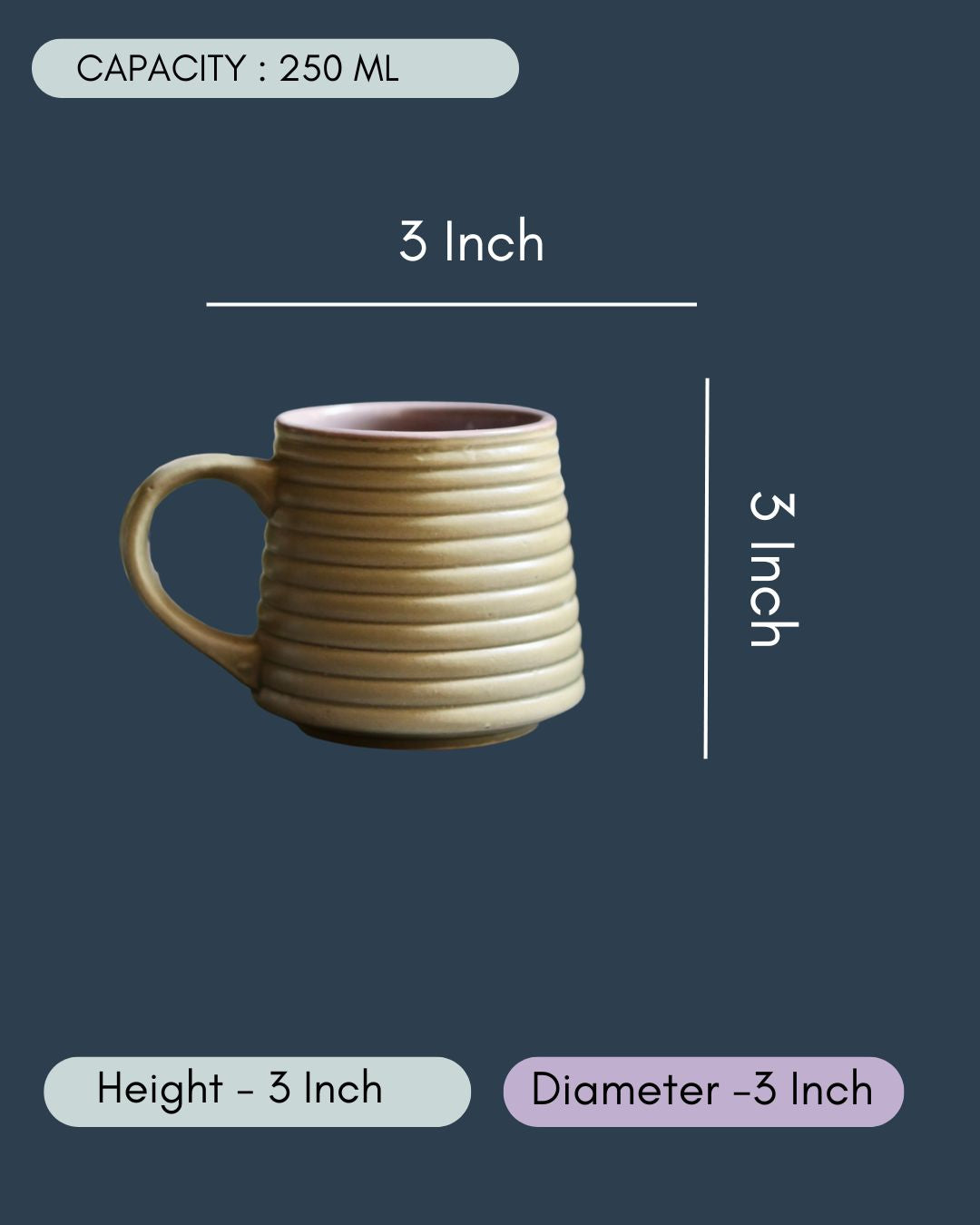 Army Green & Grey Coffee Mug - Set of 6