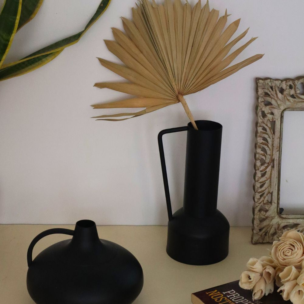 Handmade black handle vase 