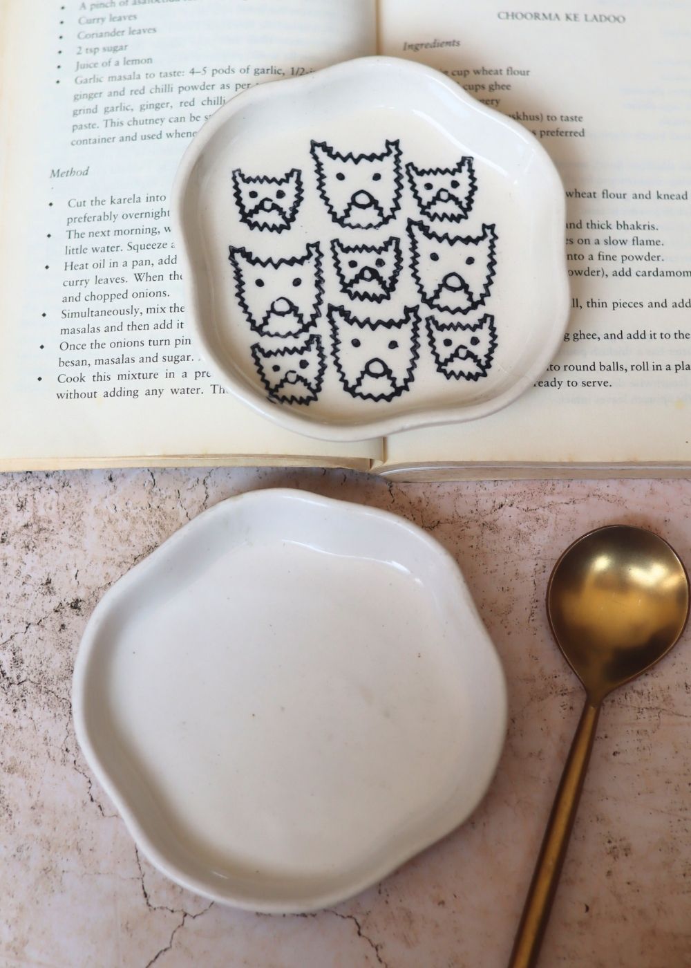 Handmade Cats & White Handmade Dessert Plate