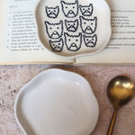 Handmade Cats & White Handmade Dessert Plate