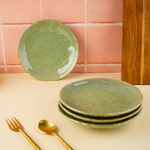 handmade pistachio stoneware quarter plate with nature's green color
