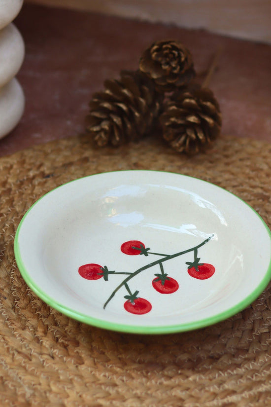 Cherry pasta plate  handmade in India