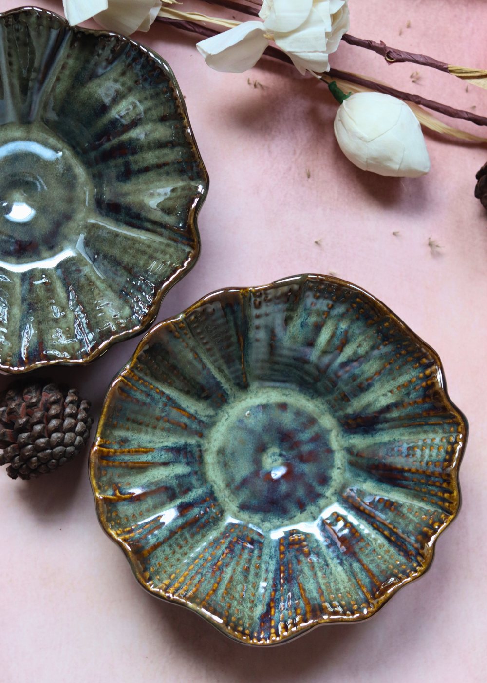 Olive handmade ceramic bowls 