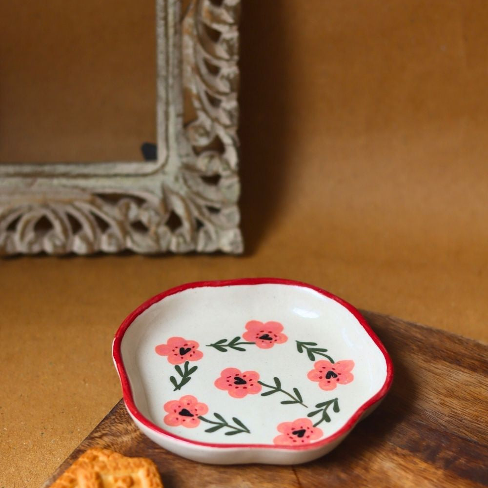Handmade Poppy Flower Handmade Dessert Plate 