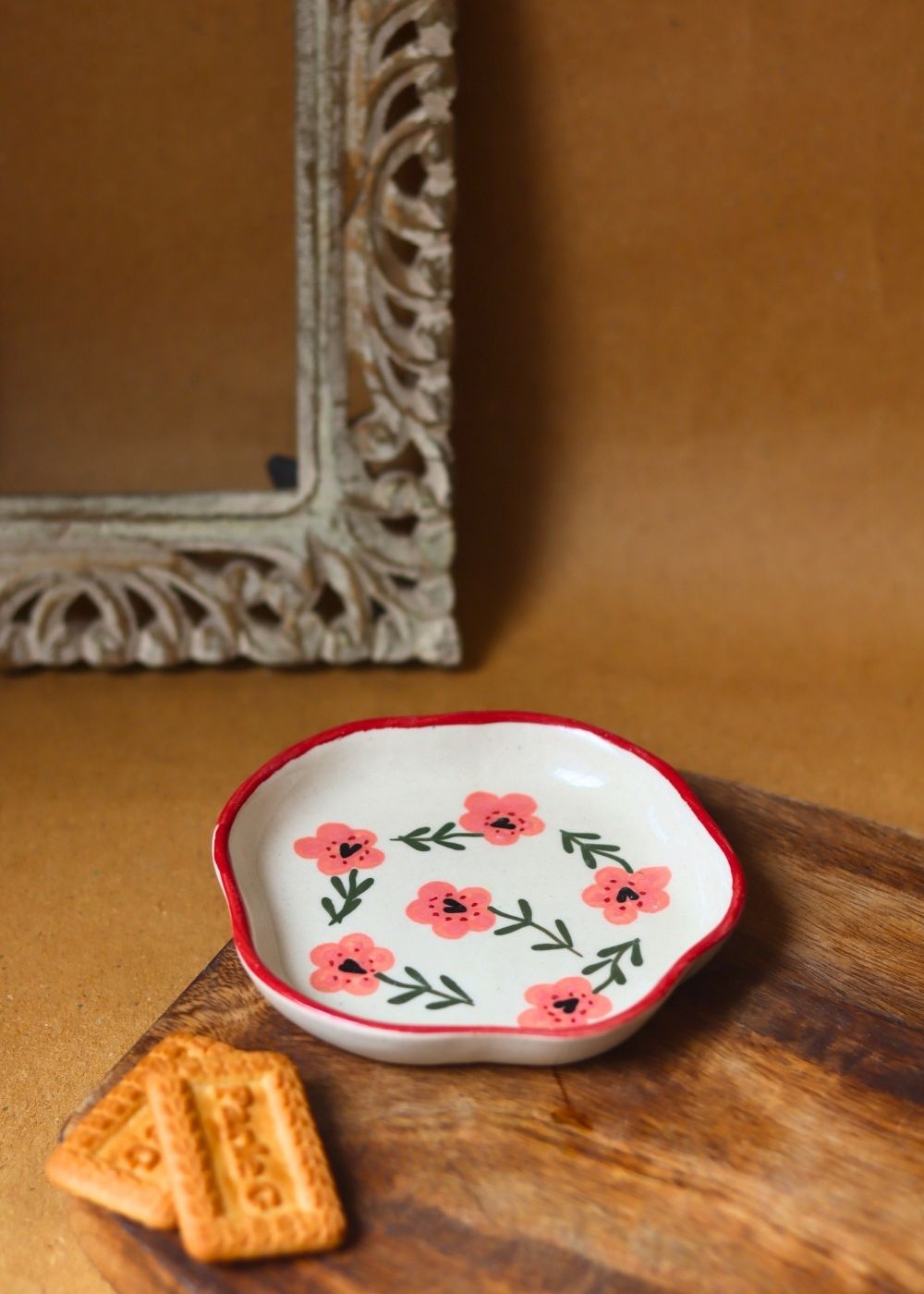 Handmade Poppy Flower Handmade Dessert Plate 