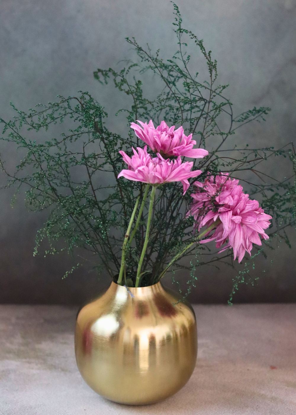 Aurelia brass flower pot with flowers