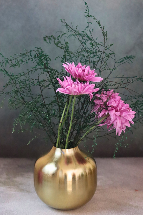 Aurelia brass flower pot with flowers