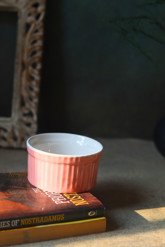 Pink & white handmade ceramic kitchenware ramekin