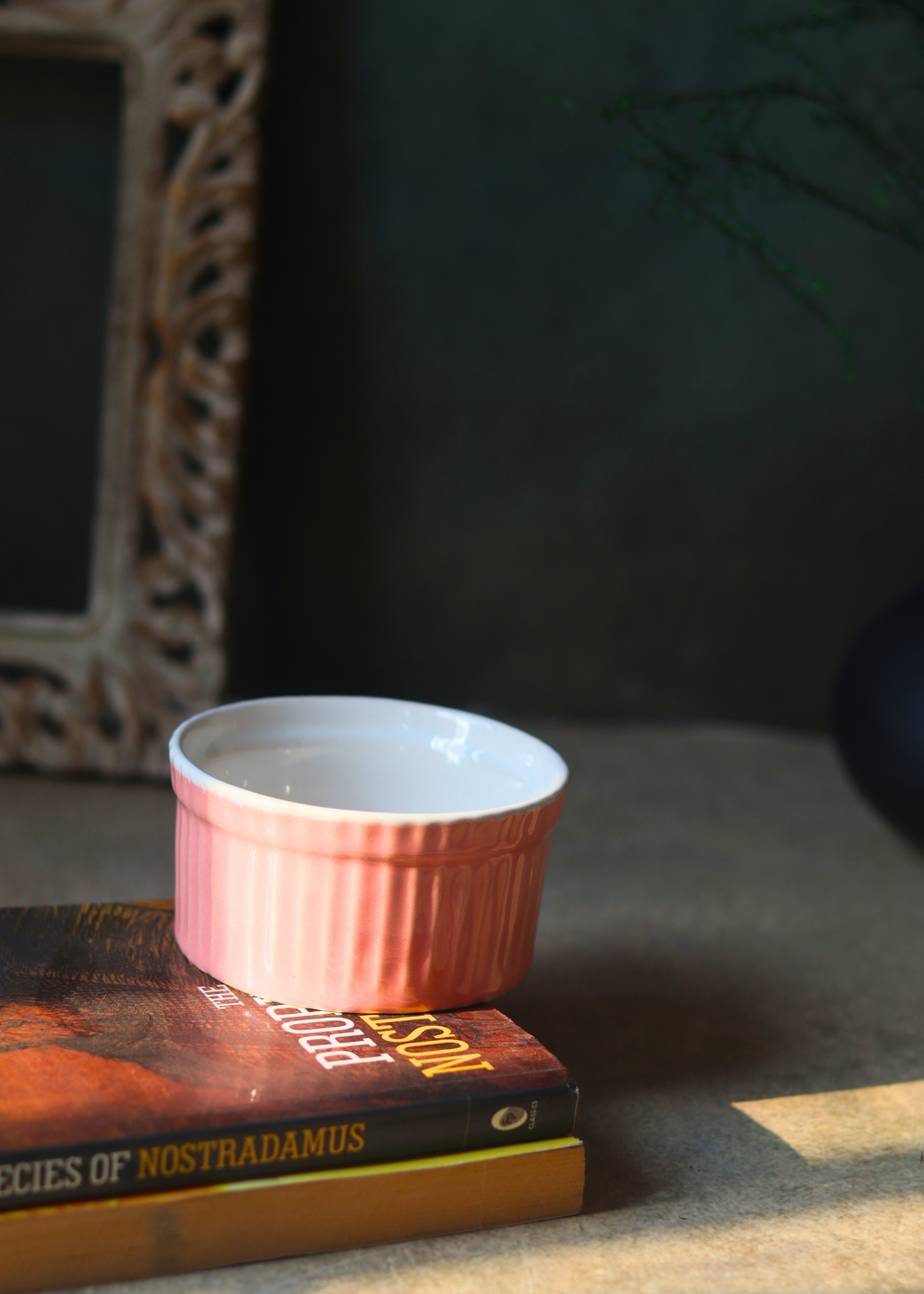 Pink & white handmade ceramic kitchenware ramekin