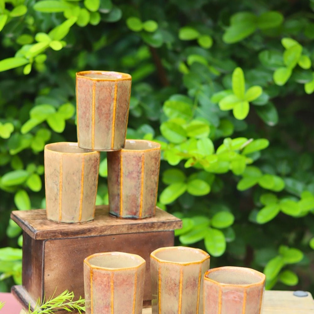 Set of 6 - Mustard Chai Kulhad made by ceramic