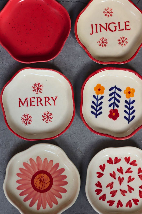 Set of 6 Red & White Handmade Dessert Plate (for the price of 5) with premium quality material