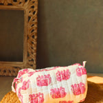 pink ele toiletry bag handmade in india 