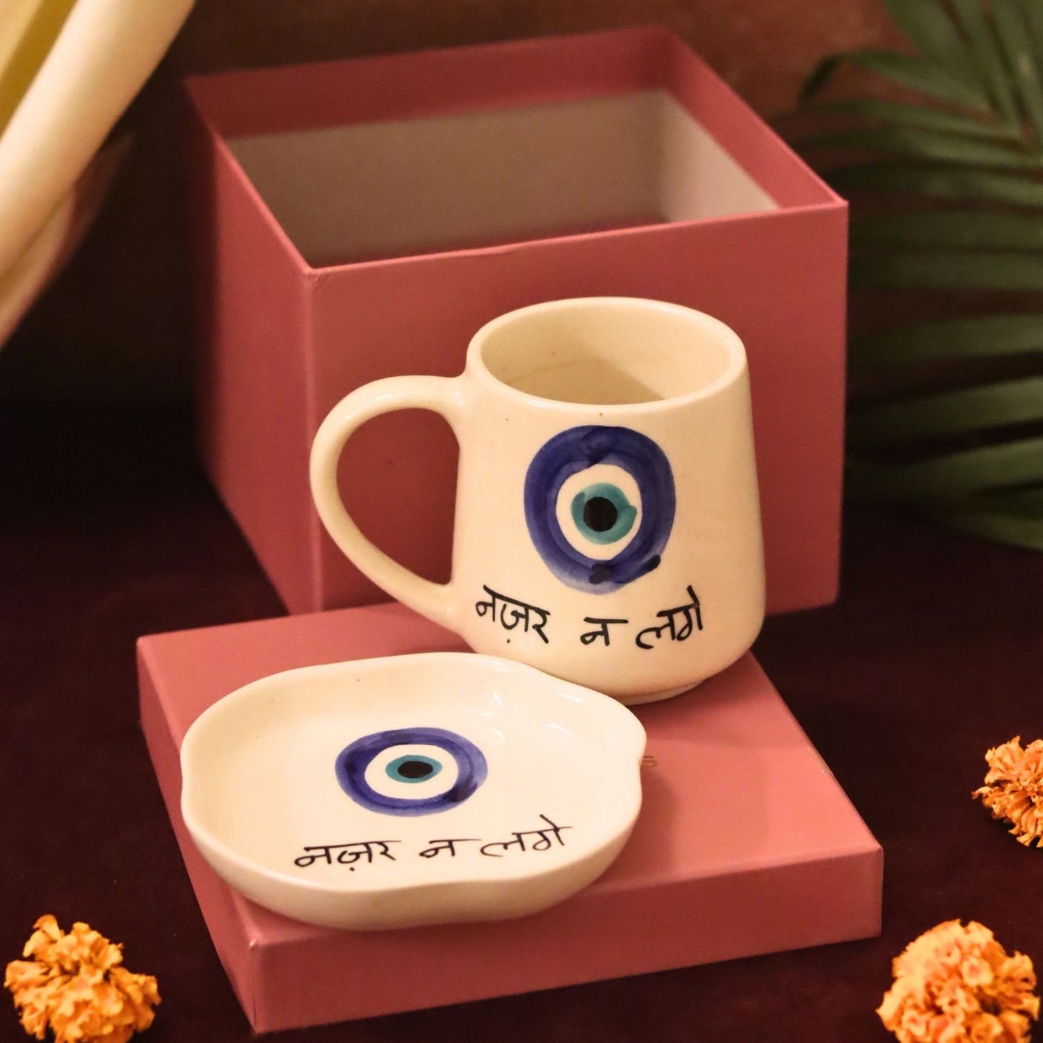 handmade Nazar Mug & Handmade Dessert Plate in a Gift Box