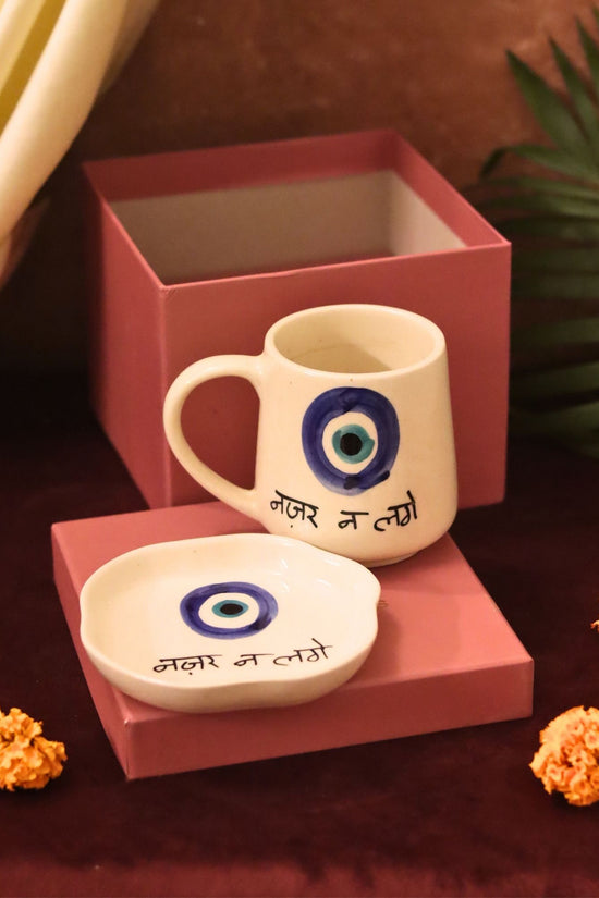 handmade Nazar Mug & Handmade Dessert Plate in a Gift Box