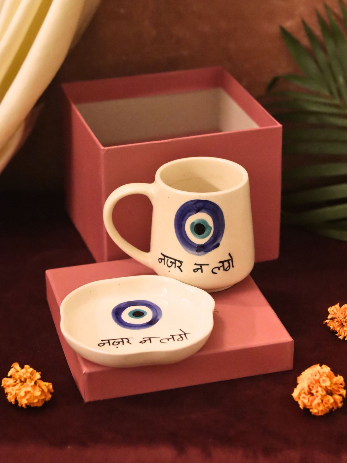 handmade Nazar Mug & Handmade Dessert Plate in a Gift Box