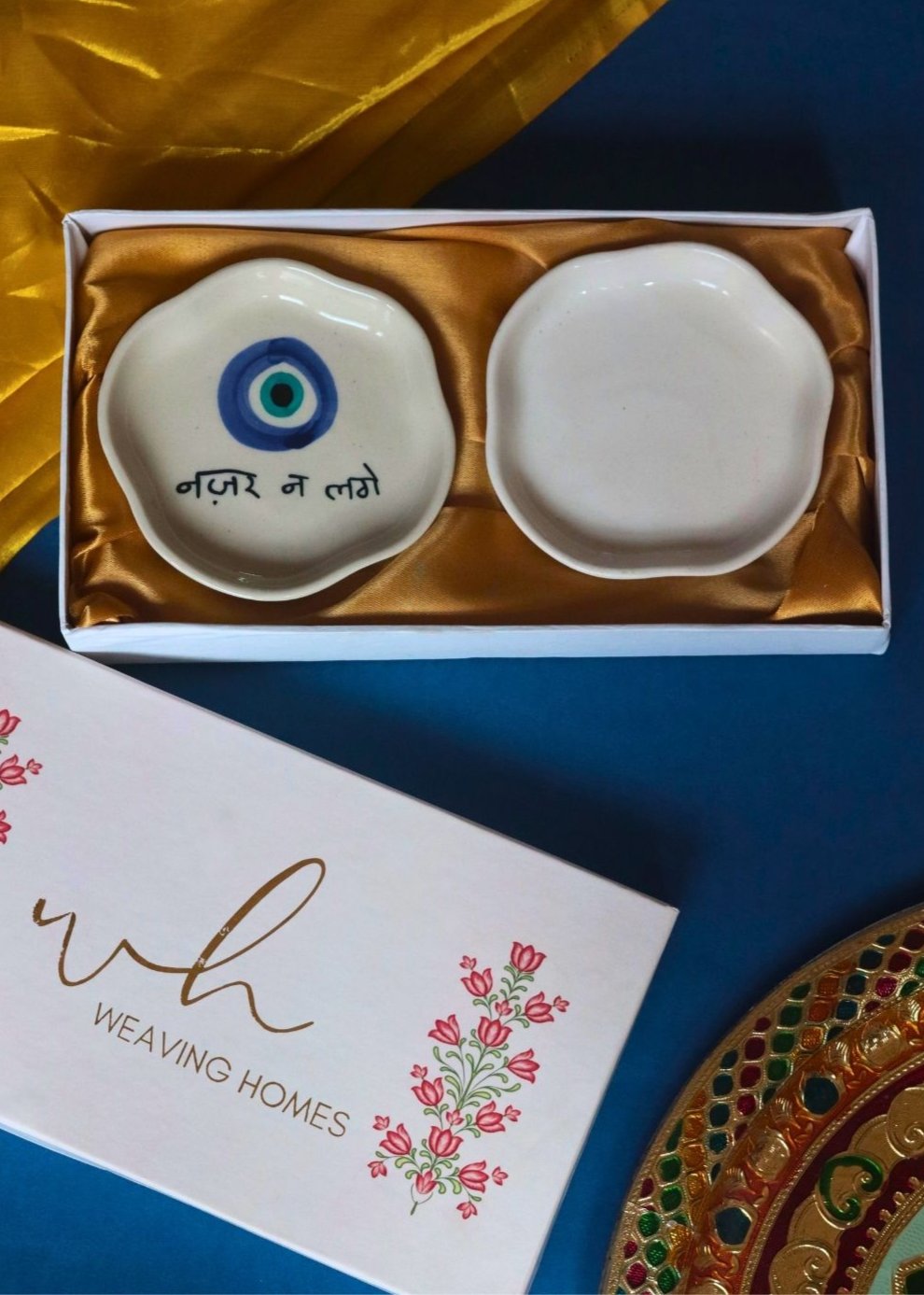 Handmade Nazar & White Handmade Dessert Plate in a Gift Box