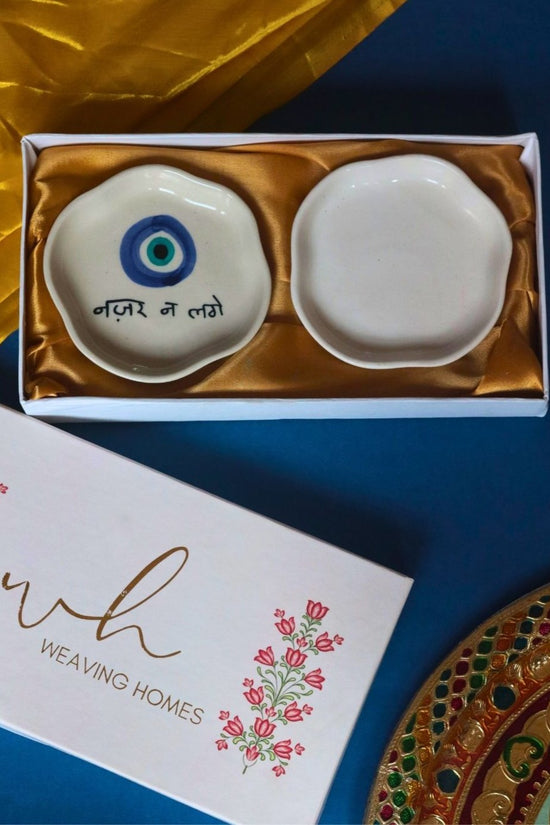 Handmade Nazar & White Handmade Dessert Plate in a Gift Box