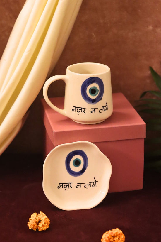 Nazar Mug & Handmade Dessert Plate in a Gift Box made by ceramic