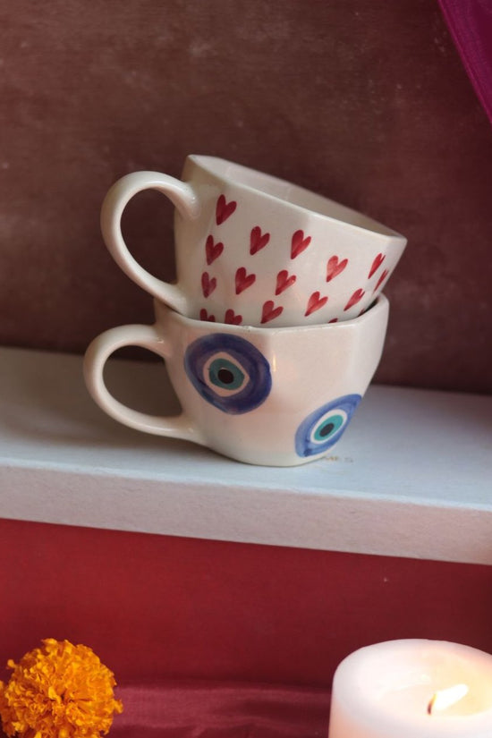 Heart & Evil Eye Mug Diwali Gift Box made by ceramic