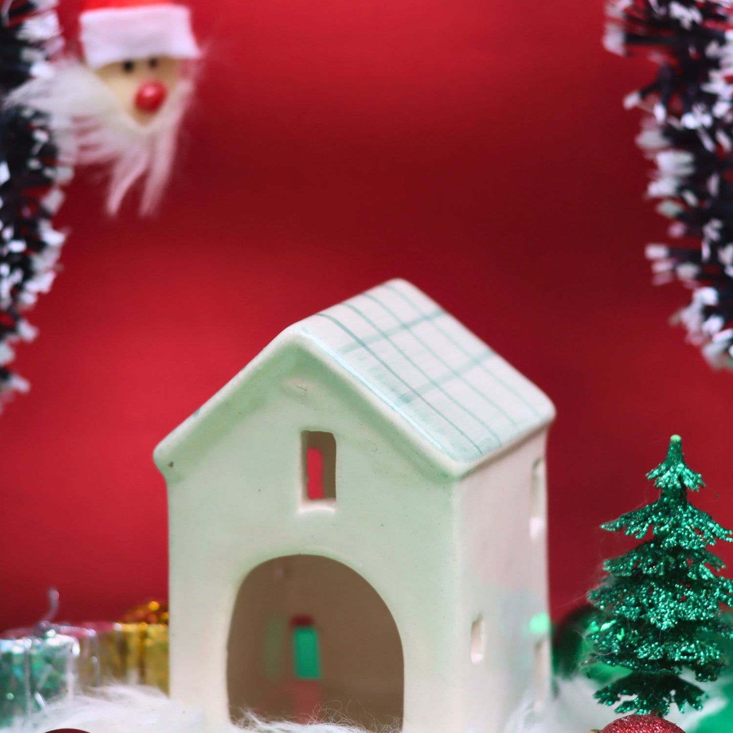 handmade Green House Tea Light Holder for this christmas festive season