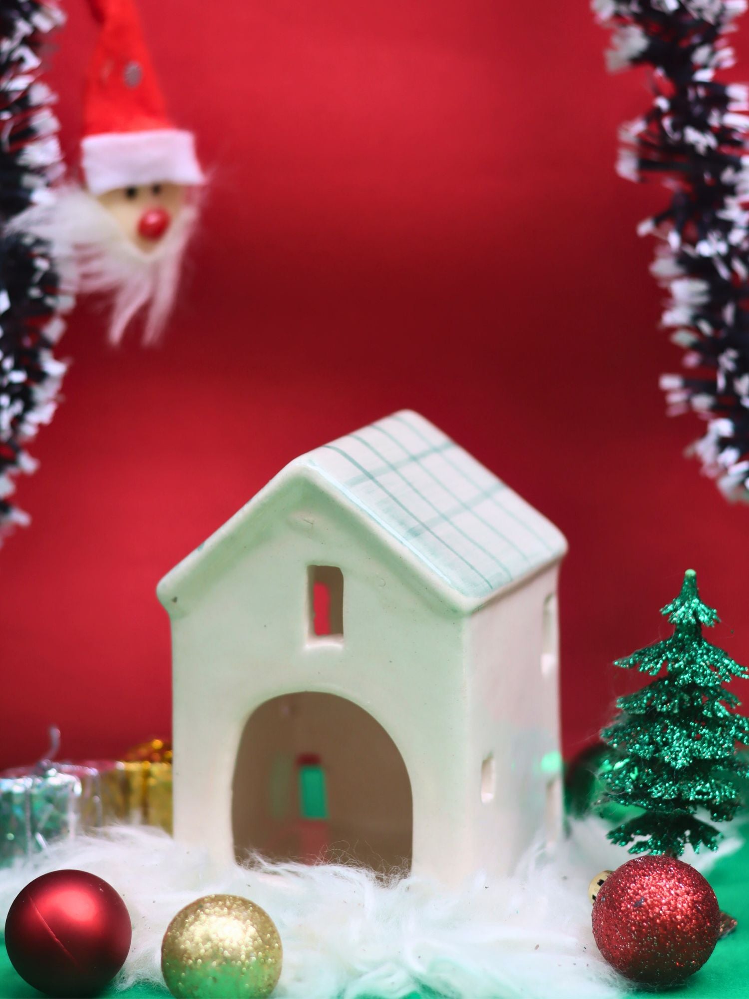 handmade Green House Tea Light Holder for this christmas festive season