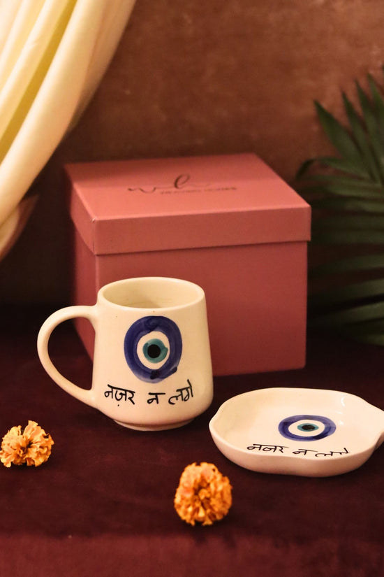 Nazar Mug & Handmade Dessert Plate in a Gift Box with premium quality material